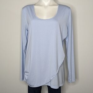 Athleta blue lightweight long sleeve crossover tshirt L
